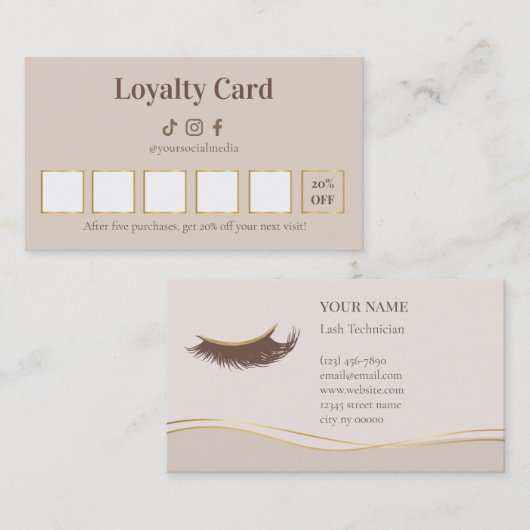 Elegante Lash-technicus Loyalty Card (Voorkant / Achterkant)