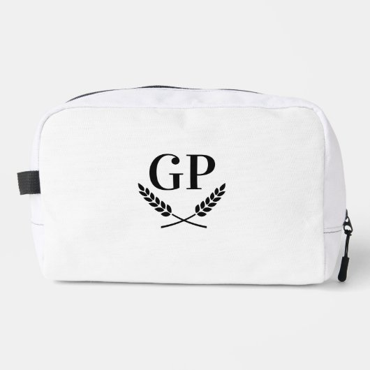 Elegante laurel crest monogram logo toilettas toilettasje (Voorkant)