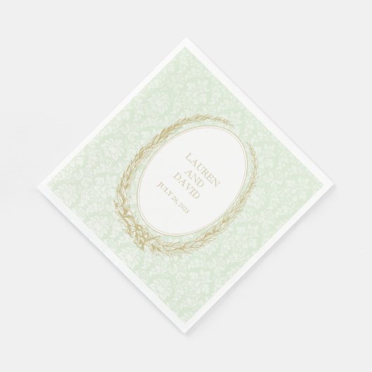 Elegante Laurel Krans | Green Damask Servet (Hoek)