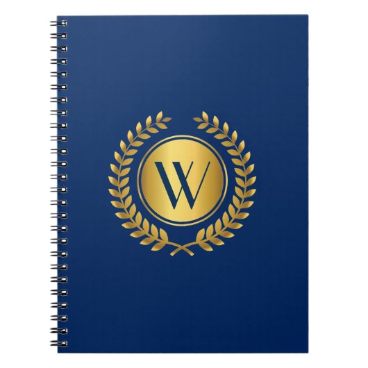 Elegante Laurel Krans met Monogram Initiaal Notitieboek (Voorkant)
