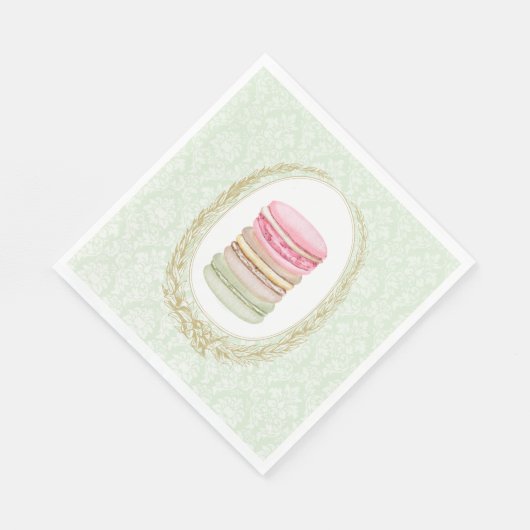 Elegante Laurel Krans met Pastel Macarons Servet (Hoek)
