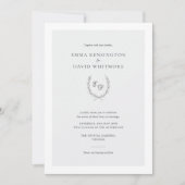 Elegante Laurel Krans Minimalistische bruiloft Kaart (Voorkant)