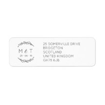 Elegante Laurel Leaf Bruiloft Retouradres Labels