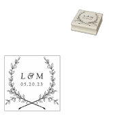 Elegante Laurel Monogram Huwelijk Opslagdatum Rubberstempel (Gestempeld)