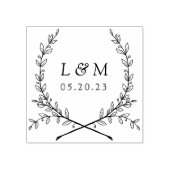 Elegante Laurel Monogram Huwelijk Opslagdatum Rubberstempel (Afrduk)