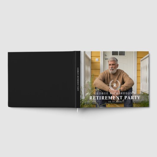 Elegante Laurel Wreath Foto Pensioen Partij Gastenboek (Volledig)