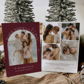 Elegante Laurels Arch Foto Vakantie Kaart Bourgond