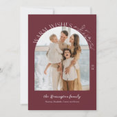 Elegante Laurels Arch Foto Vakantie Kaart Bourgond (Voorkant)