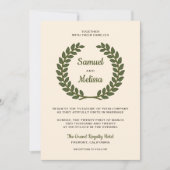 Elegante laurier bladeren krans bruiloft uitnodigi kaart (Voorkant)