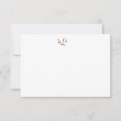 Elegante laurier monogram mokkabruine chic platte notitiekaartje (Voorkant)