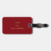 Elegante laurier silhouet op bordeauxrood bagagelabel (Achterkant horizontaal)