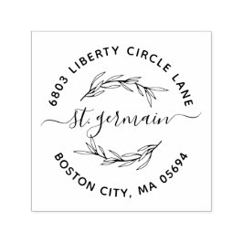 Elegante Laurierblad Familienaam Retouradres Zelfinktende Stempel