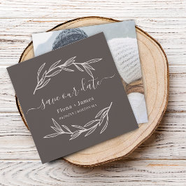 Elegante laurierblad Foto Save The Date kaart