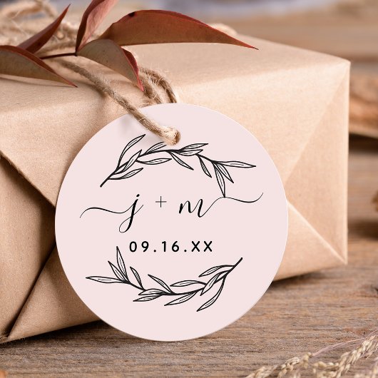 Elegante Laurierbladeren Script Beginletters Trouw Bedankjes Labels