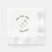 Elegante lauwerkrans aangepaste monogram bruiloft servet (Voorkant)