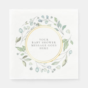 Elegante lauwerkrans baby shower bericht servet