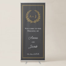 Elegante lauwerkrans monogram welkom trouwfeest