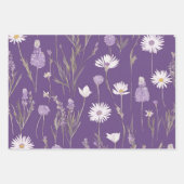 Elegante Lavendar Witte Boho Wildflower Floral Inpakpapier Vel (Voorkant)