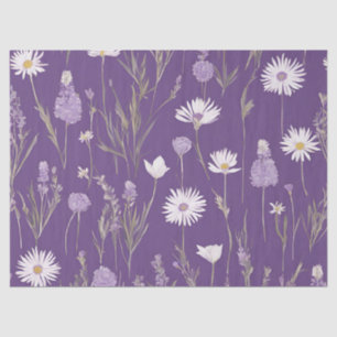 Elegante Lavendar Witte Boho Wildflower Floral Tissuepapier