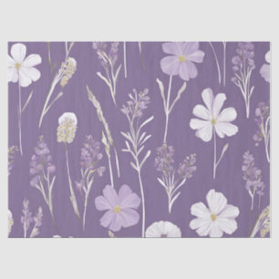 Elegante Lavendar Witte Boho Wildflower Floral Tissuepapier