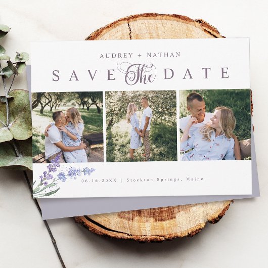 Elegante Lavendel 3 Foto Save The Date