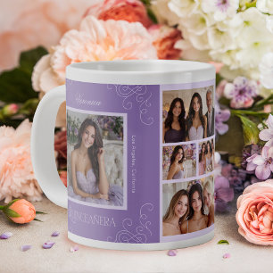 Elegante Lavendel 6 Fotocollage Quinceañera Grote Koffiekop