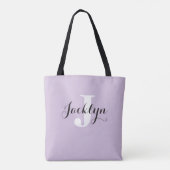 Elegante Lavendel Aangepaste Naam Tote Bag (Achterkant)