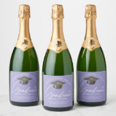 Elegante lavendel afstudeerfeest sparkling wijnetiket (Flessen)