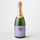 Elegante lavendel afstudeerfeest sparkling wijnetiket (Voorkant)