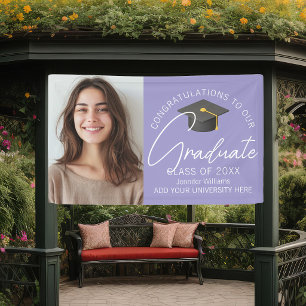 Elegante lavendel afstudeerfoto afstudeerfeest spandoek