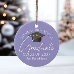 Elegante Lavendel Afstudeerfoto Persoonlijk Keramisch Ornament
