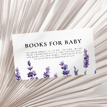 Elegante lavendel baby shower boek aanvraag kaart