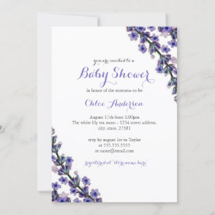 Elegante Lavendel Baby shower Douche Uitnodiging