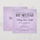 Elegante Lavendel Bat Mitzvah Faux Glitter Paint Kaart (Voorkant / Achterkant)