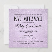 Elegante Lavendel Bat Mitzvah Faux Glitter Paint Kaart (Voorkant)