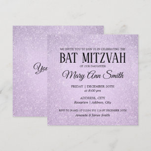 Elegante Lavendel Bat Mitzvah Faux Glitter Paint Kaart