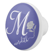 Elegante Lavendel Blauw Custom Monogram Roos Keramische Knop (Rechts)
