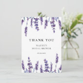 Elegante Lavendel Bloem Bruiloftsfeest Bedankkaart (Staand voorkant)