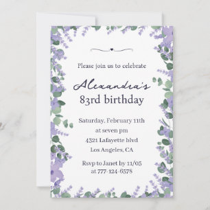 Elegante lavendel bloem kader 83ste verjaardag kaart