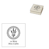 Elegante lavendel bloem kader Ex Libris naam Rubberstempel (Gestempeld)