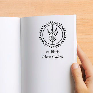 Elegante lavendel bloem kader Ex Libris naam Rubberstempel