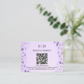 Elegante Lavendel Bloem QR Code Bruiloft Informatiekaartje (Staand voorkant)