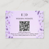 Elegante Lavendel Bloem QR Code Bruiloft Informatiekaartje (Voorkant)