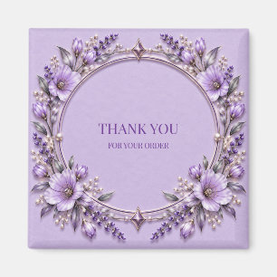 Elegante lavendel bloem vierkante doos label magneet