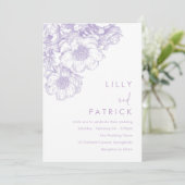 Elegante Lavendel Bloemachtige Bruiloft Kaart (Staand voorkant)