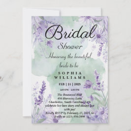 Elegante Lavendel Bloemen Bruids Douche Uitnodigin Kaart