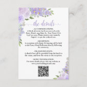 Elegante Lavendel Bloemen Bruiloft Details QR Code Informatiekaartje (Voorkant)