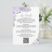 Elegante Lavendel Bloemen Bruiloft Details QR Code Informatiekaartje (Staand voorkant)
