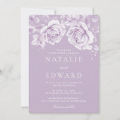 Elegante  Lavendel Bloemen Huwelijk Kaart (Voorkant)