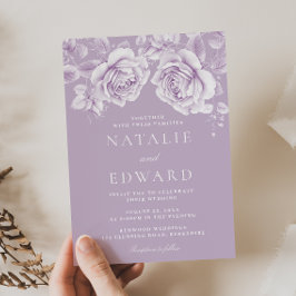 Elegante Lavendel Bloemen Huwelijk Kaart